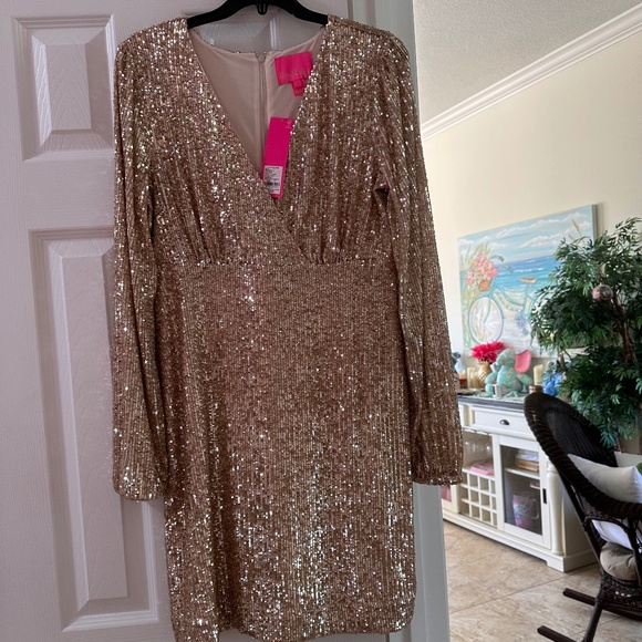 NWT Lilly Pulitzer  Reagan Long Sleeve Sequin Dress SZ 12 - Picture 10 of 12